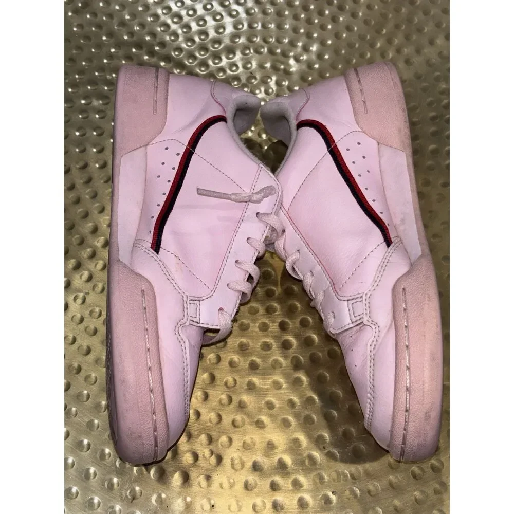 Womens adidas Continental 80 Pink Leather Low Top Sneakers Black Red Stripe Sz 5